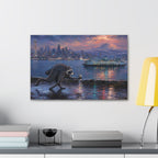 Jimothy Seattle Night Stroll Canvas Wall Art — Seattle Ferry Cityscape