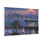 Jimothy Seattle Night Stroll Canvas Wall Art — Seattle Ferry Cityscape