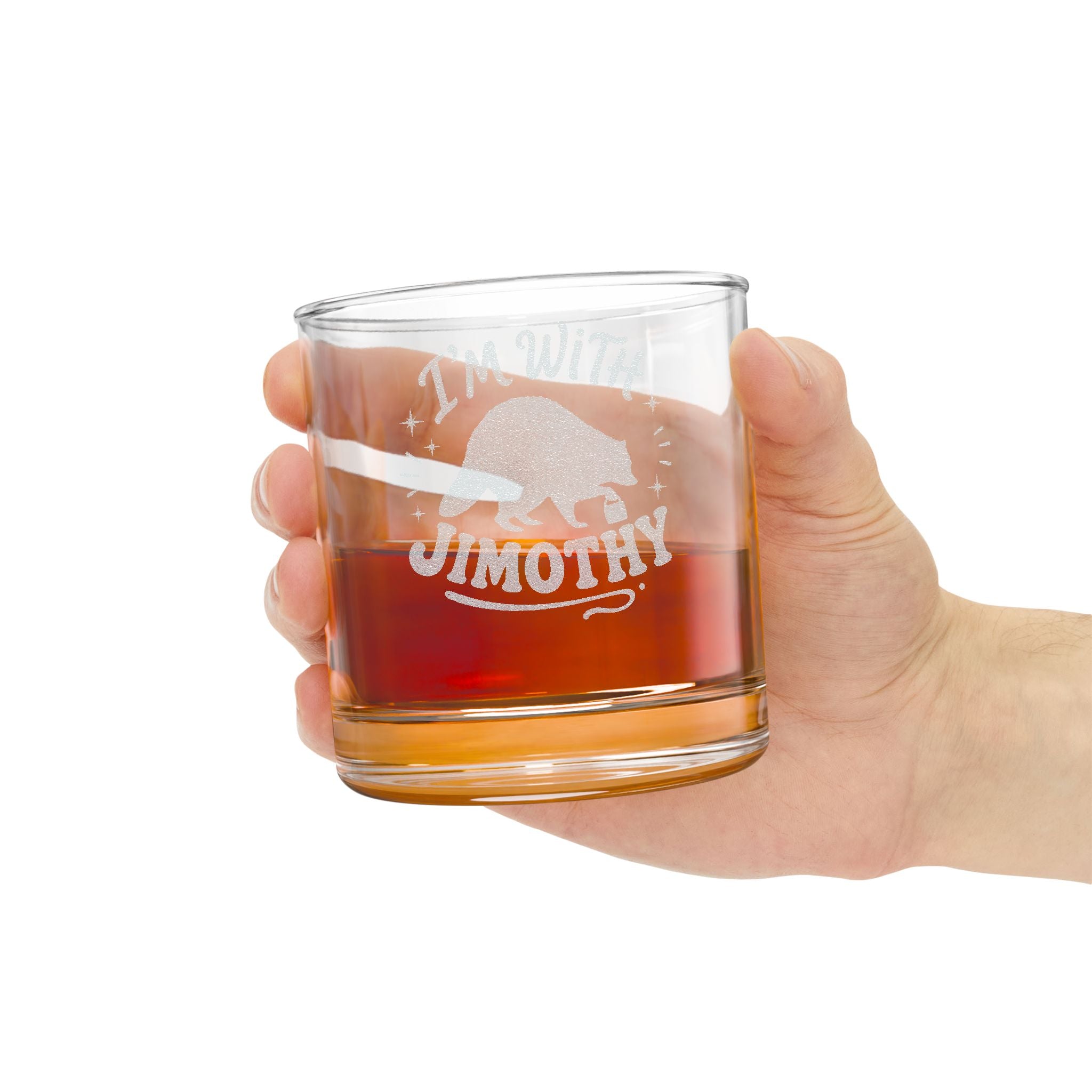 Engraved 'I'm With Timothy' Whiskey Glass — 10.5oz Personalized Rocks Glass