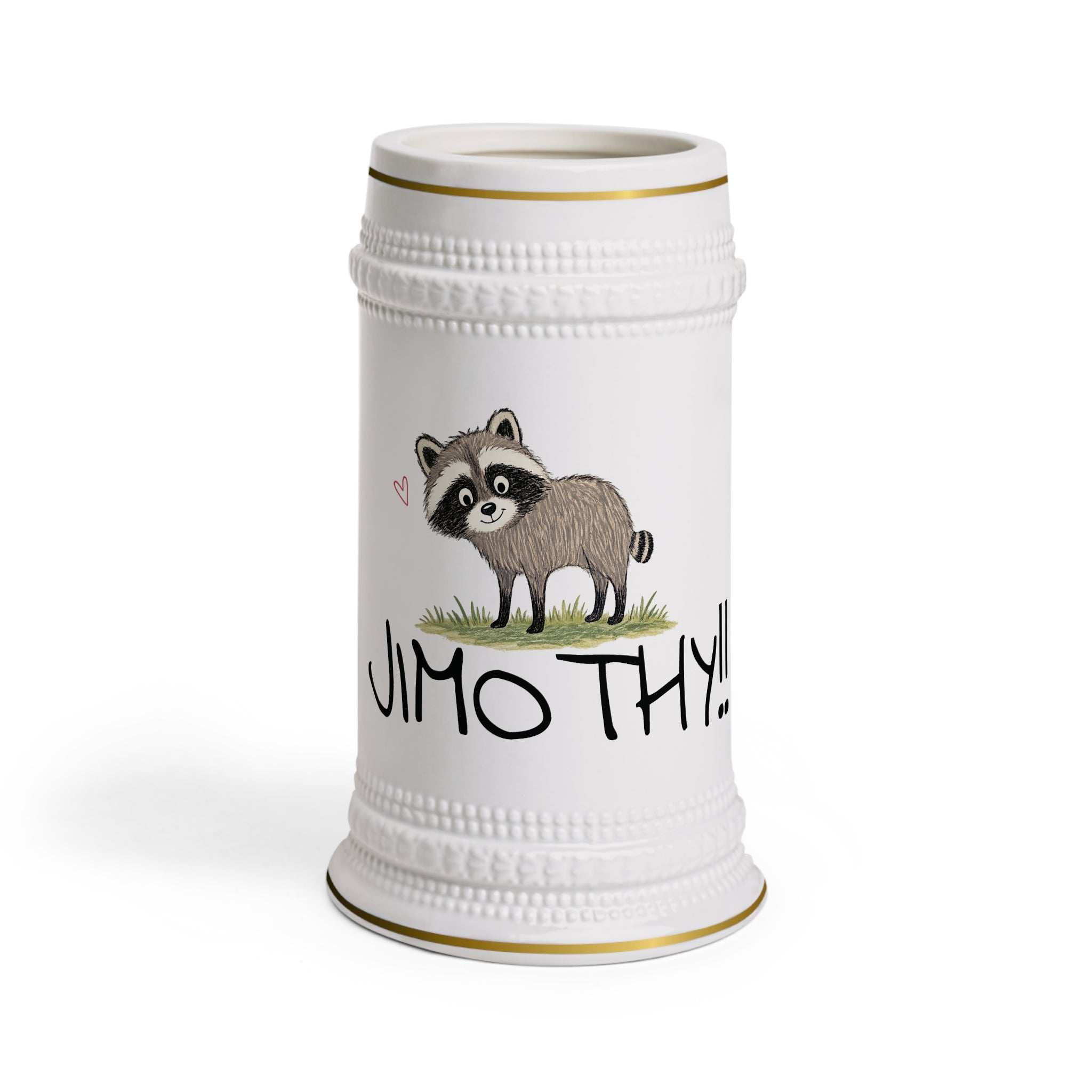 Cute Beer Stein Mug – "Jimothy" Ceramic German-Style Pint
