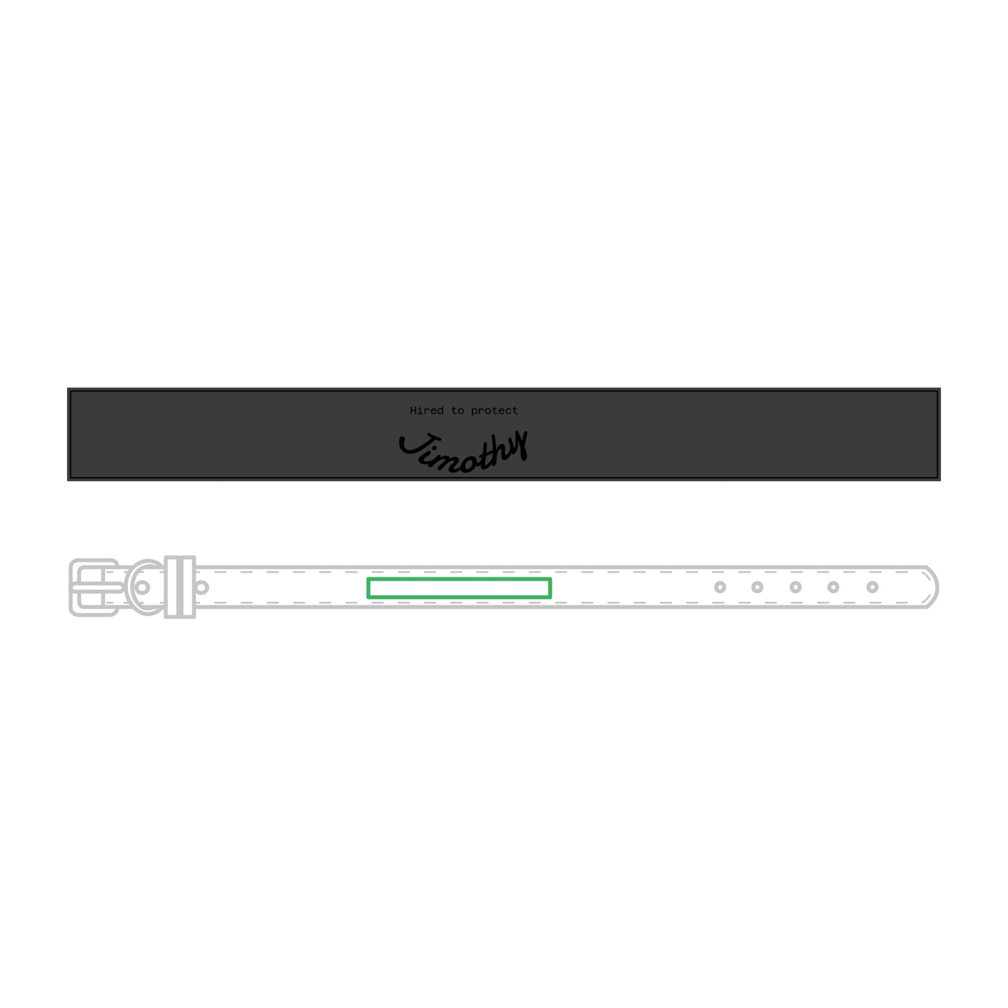 Faux-Leather Pet Collar — Hired to Protect Jimothy - Custom Name ID for Dogs & Cats