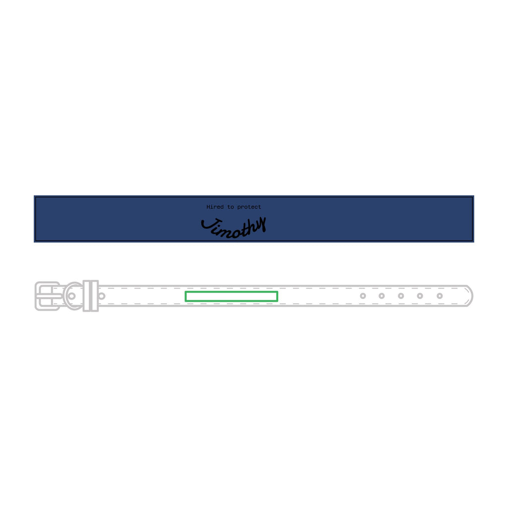 Faux-Leather Pet Collar — Hired to Protect Jimothy - Custom Name ID for Dogs & Cats