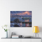 Jimothy Seattle Night Stroll Canvas Wall Art — Seattle Ferry Cityscape