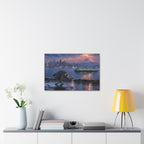 Jimothy Seattle Night Stroll Canvas Wall Art — Seattle Ferry Cityscape