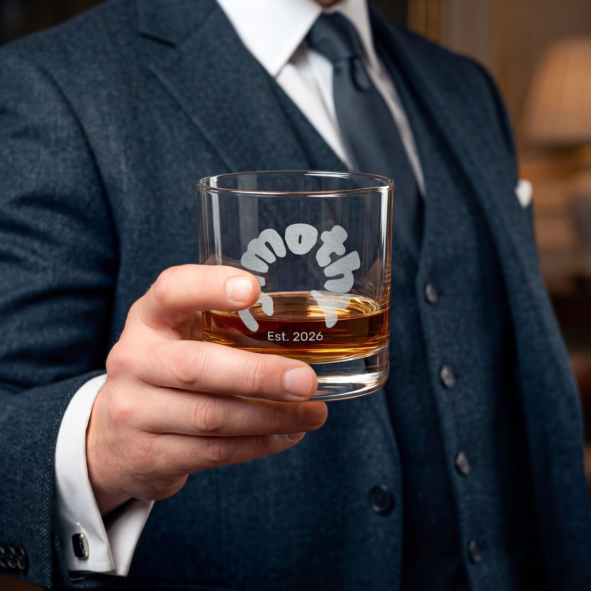 Jimothy Engraved Whiskey Glass 10.5oz — "EST. 2026" Circle Design