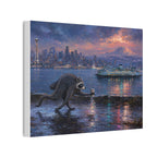 Jimothy Seattle Night Stroll Canvas Wall Art — Seattle Ferry Cityscape