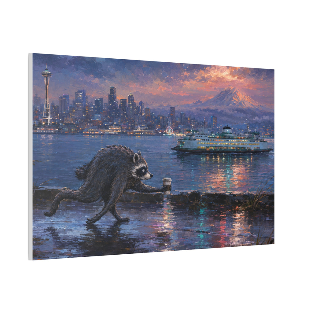 Jimothy Seattle Night Stroll Canvas Wall Art — Seattle Ferry Cityscape