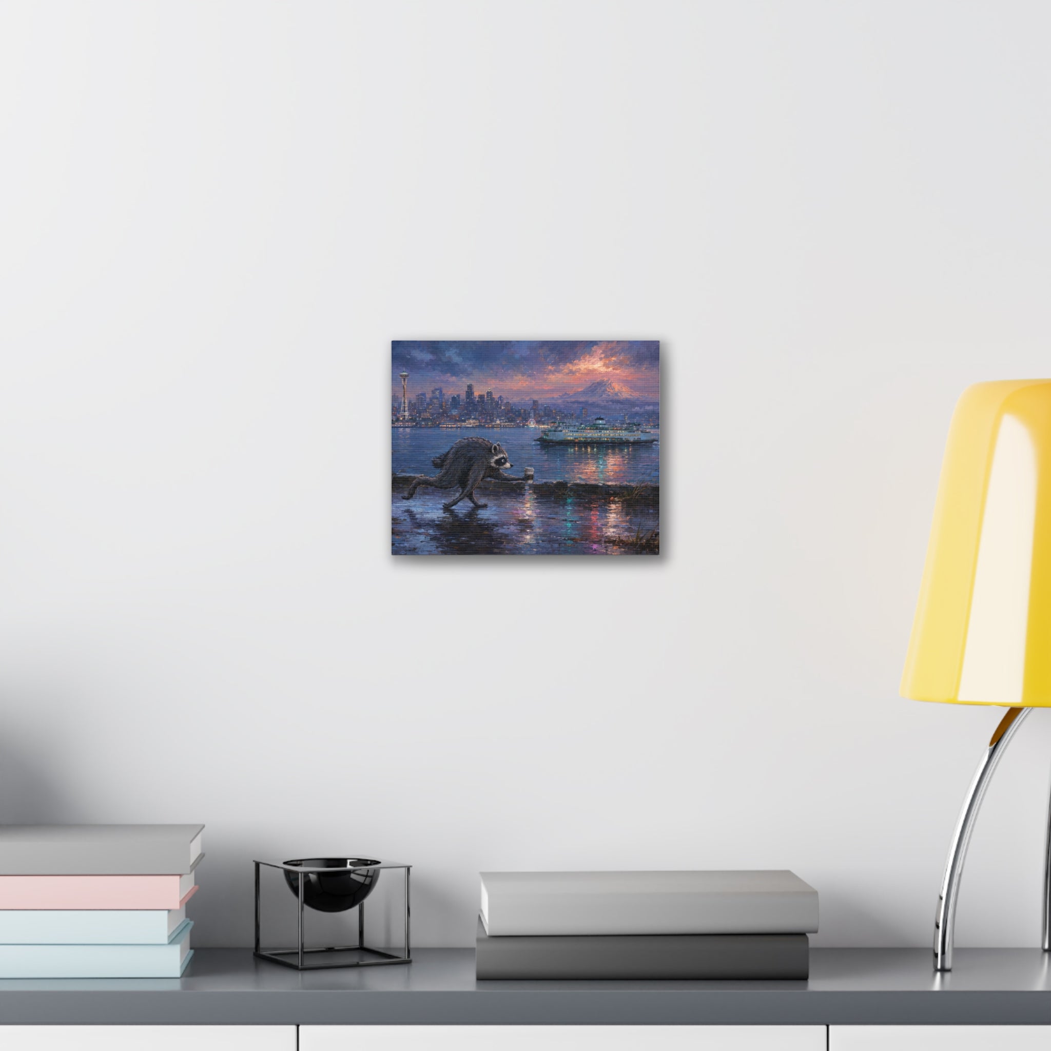 Jimothy Seattle Night Stroll Canvas Wall Art — Seattle Ferry Cityscape