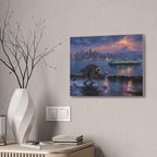 Jimothy Seattle Night Stroll Canvas Wall Art — Seattle Ferry Cityscape