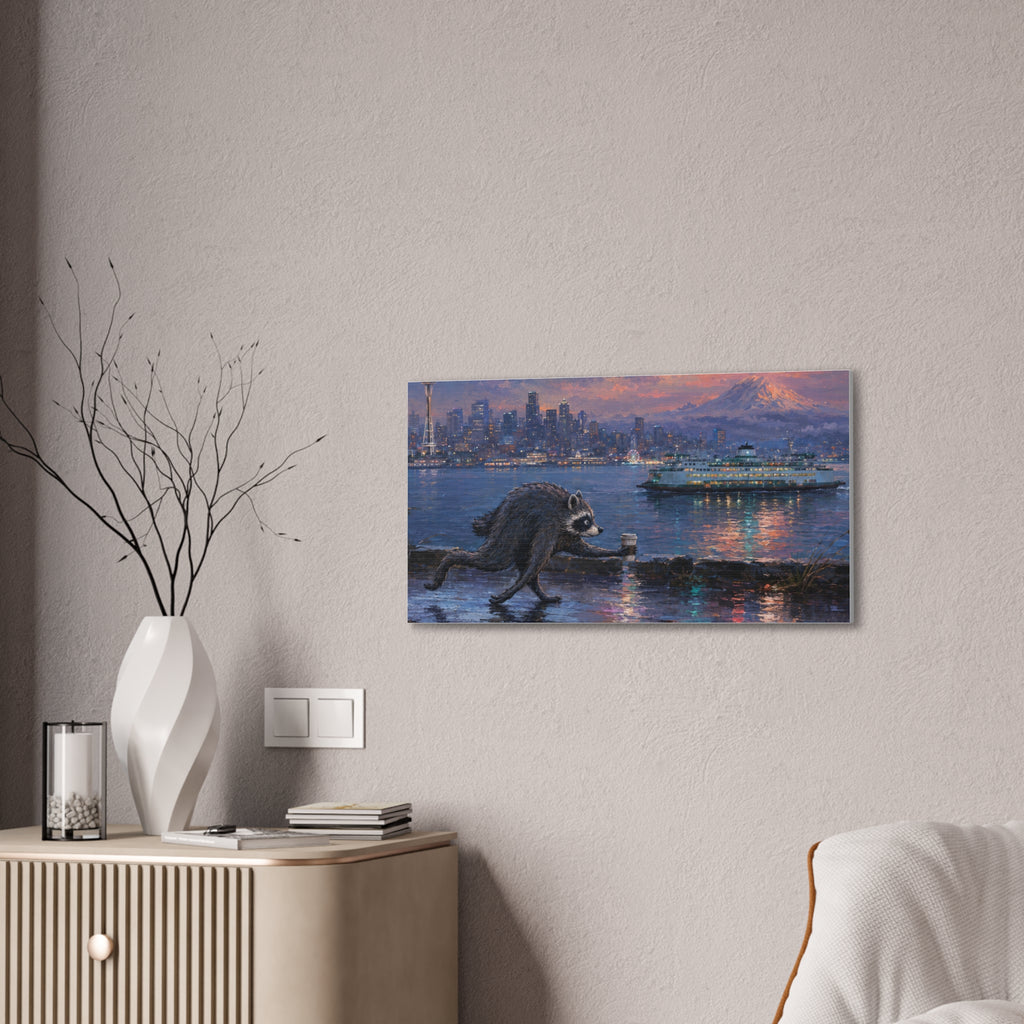 Jimothy Seattle Night Stroll Canvas Wall Art — Seattle Ferry Cityscape
