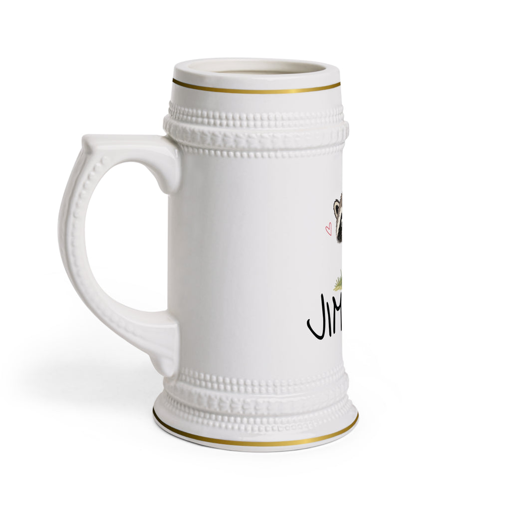Cute Beer Stein Mug – "Jimothy" Ceramic German-Style Pint