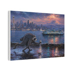 Jimothy Seattle Night Stroll Canvas Wall Art — Seattle Ferry Cityscape