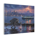 Jimothy Seattle Night Stroll Canvas Wall Art — Seattle Ferry Cityscape
