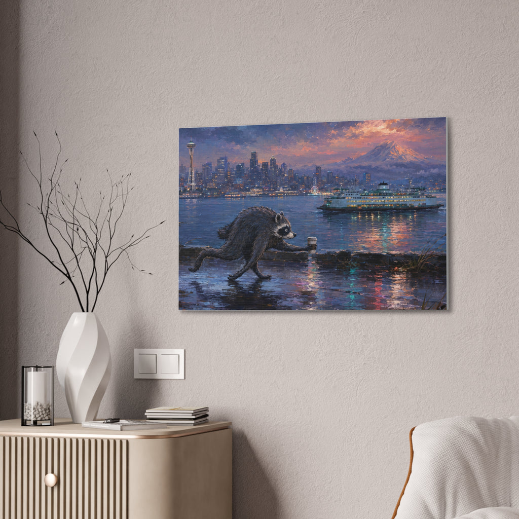 Jimothy Seattle Night Stroll Canvas Wall Art — Seattle Ferry Cityscape