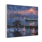 Jimothy Seattle Night Stroll Canvas Wall Art — Seattle Ferry Cityscape