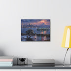 Jimothy Seattle Night Stroll Canvas Wall Art — Seattle Ferry Cityscape