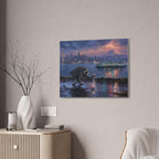 Jimothy Seattle Night Stroll Canvas Wall Art — Seattle Ferry Cityscape