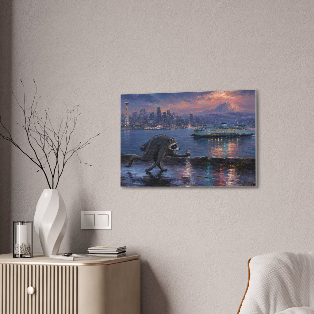 Jimothy Seattle Night Stroll Canvas Wall Art — Seattle Ferry Cityscape